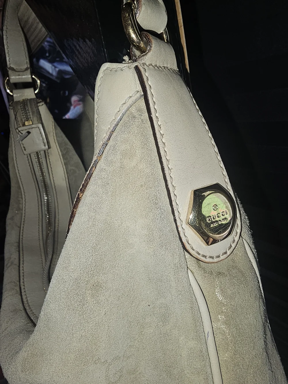 Gucci GREEN/Beige Suede GG Monogram Hobo Bag Limited Edition